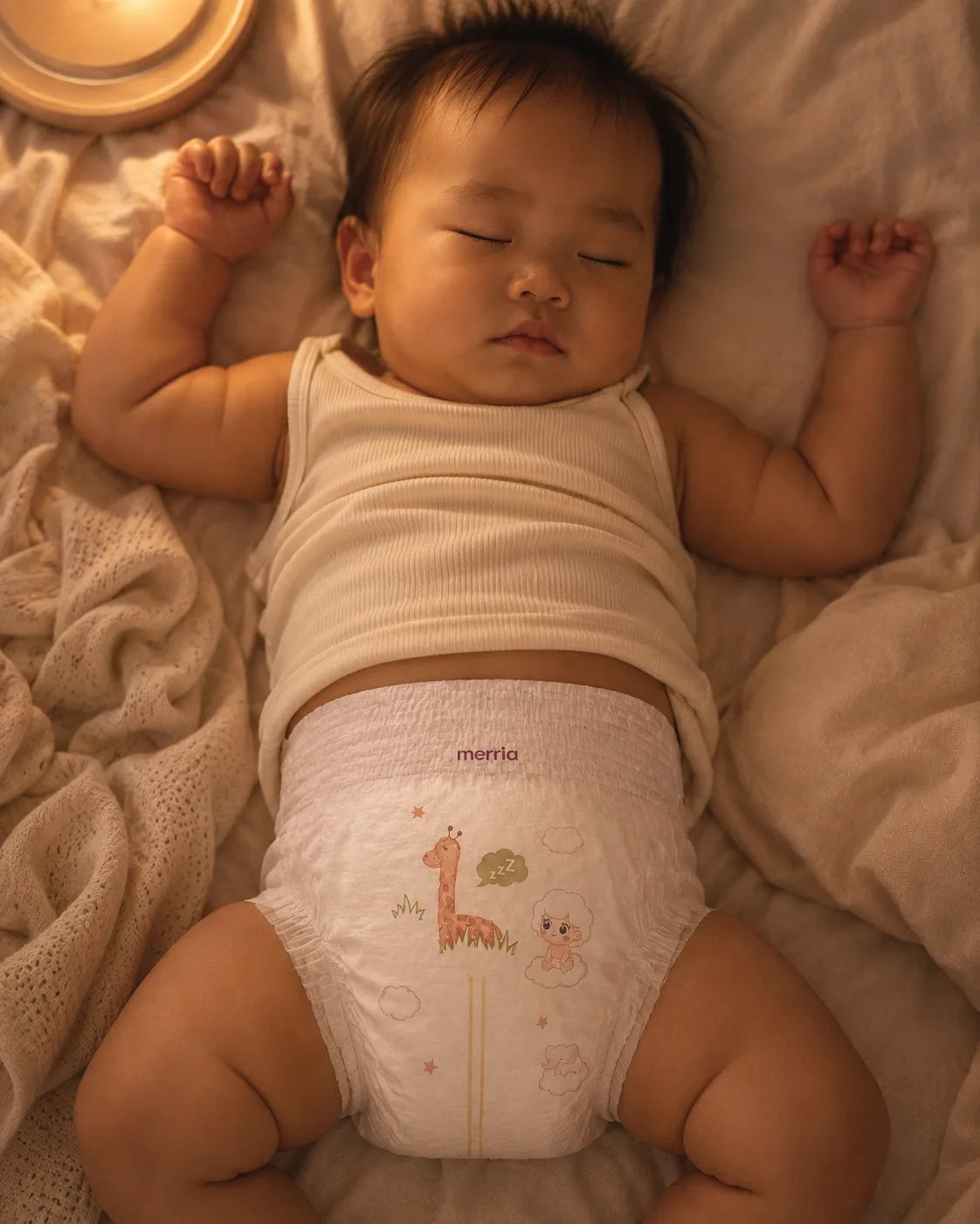 Bé ngủ ngon, khô thoáng suốt đêm với tã dán Merria